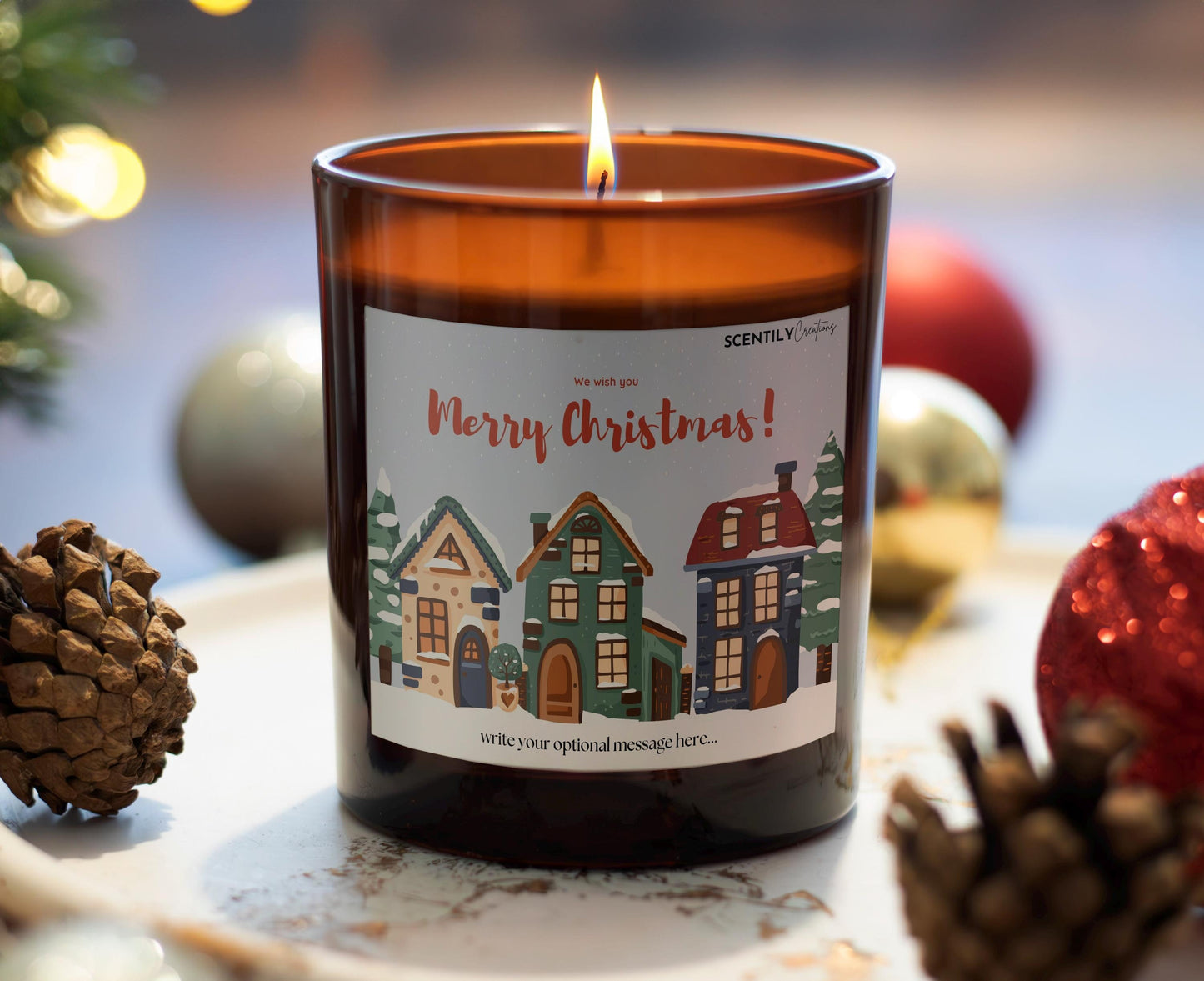 Merry Christmas Village Candle