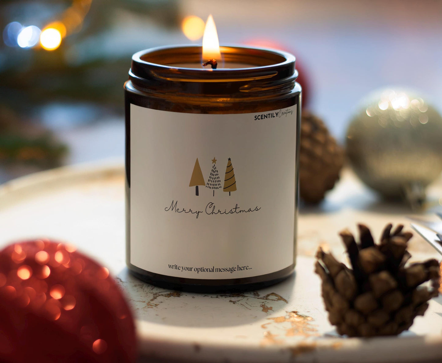 Merry Christmas Trees Candle