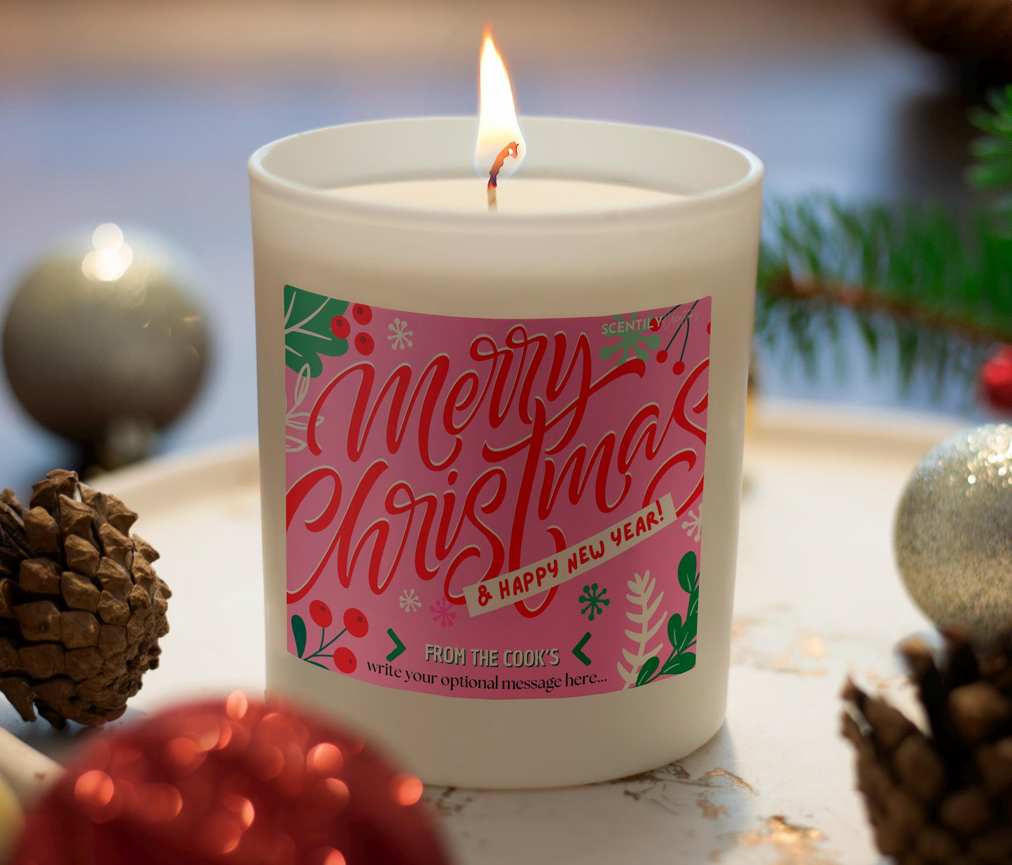 Pink Christmas Season Candle
