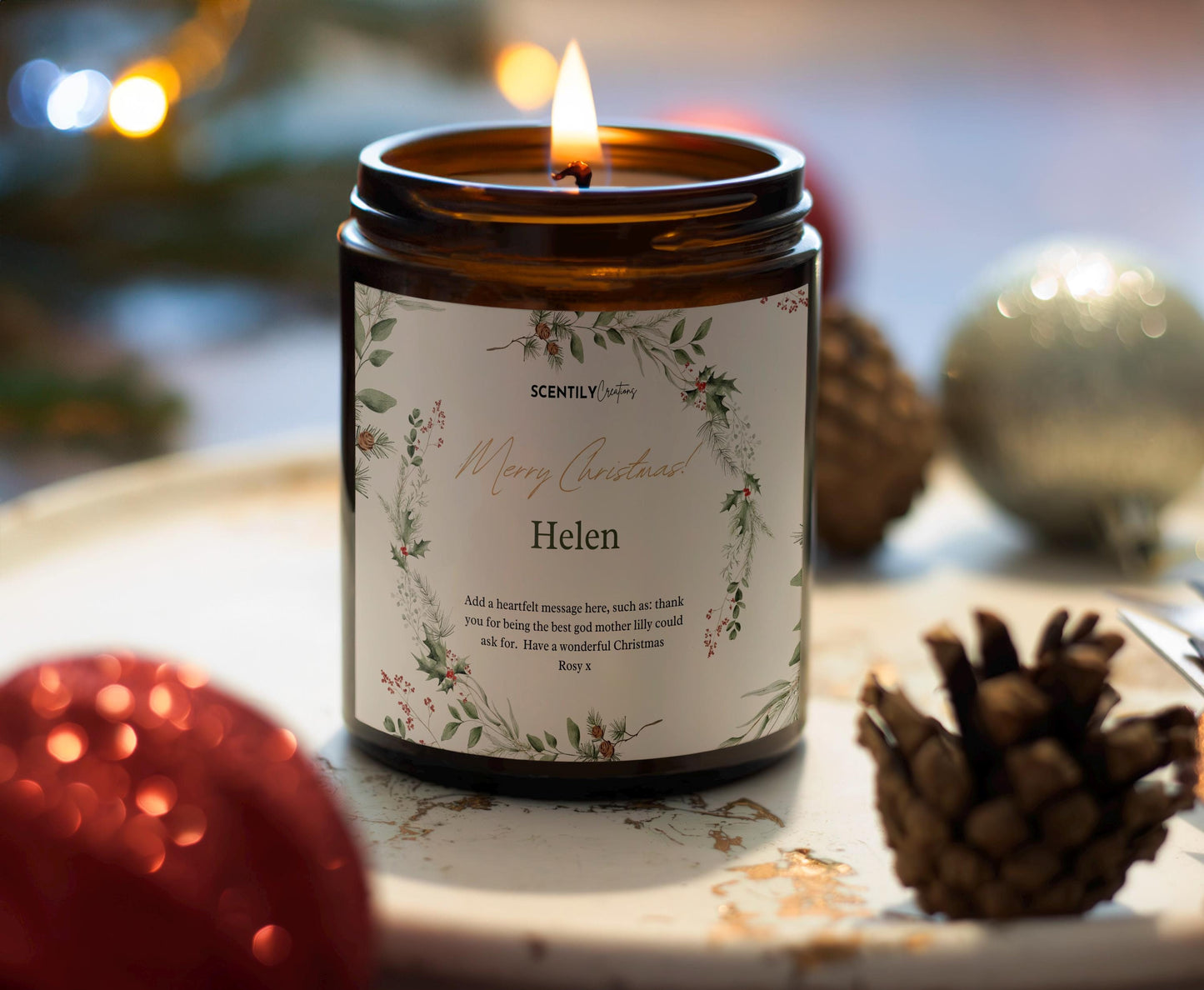 Merry Christmas Wreath Candle