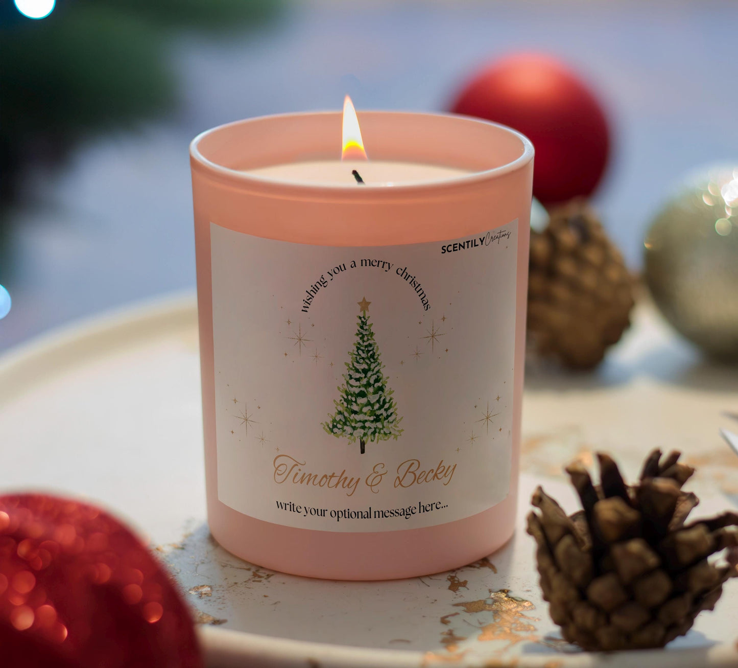 Merry Christmas Tree Candle