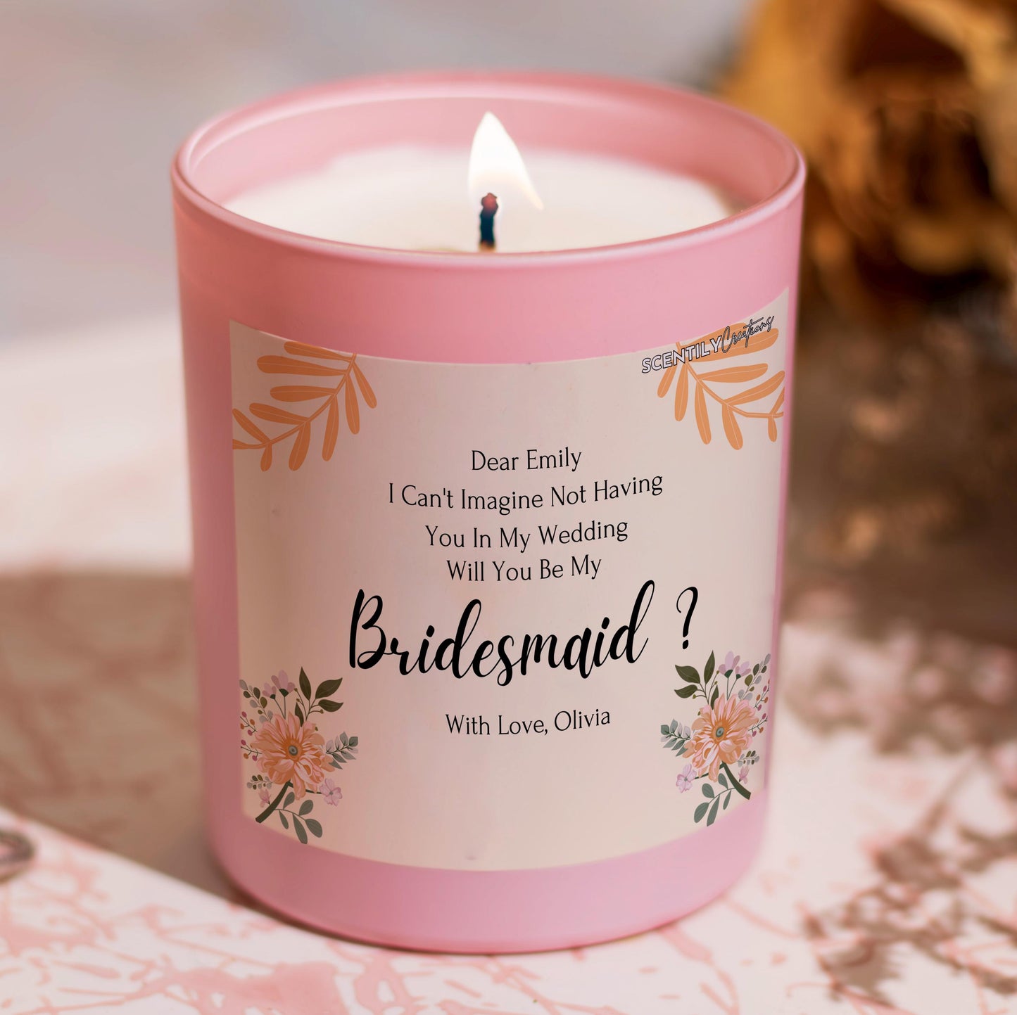 Personalised Yellow Wedding Candle