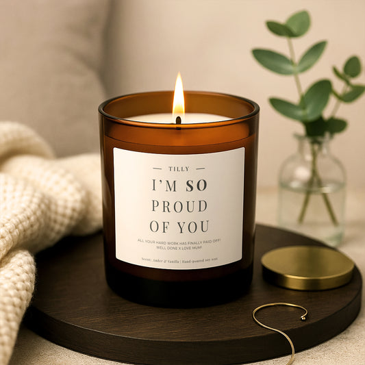Im so proud of you white candle