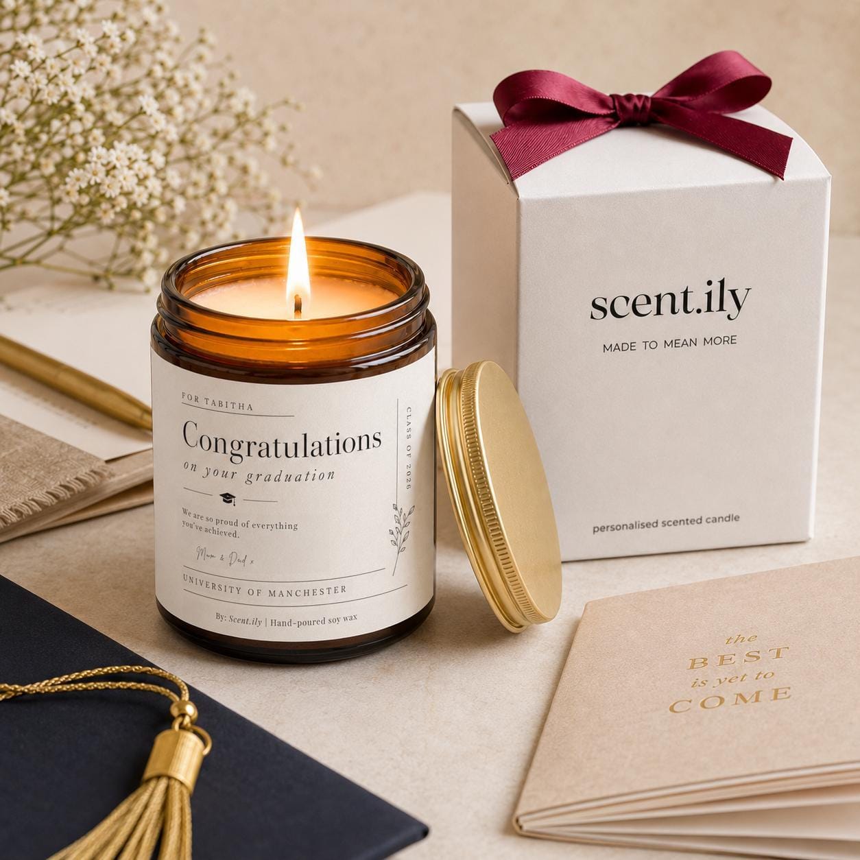 Personalised Graduation Candle Amber Candle