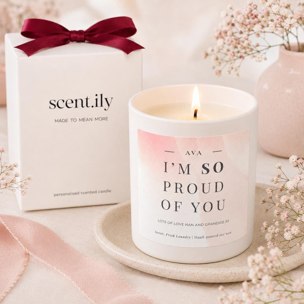 I'm So Proud Watercolour Candle
