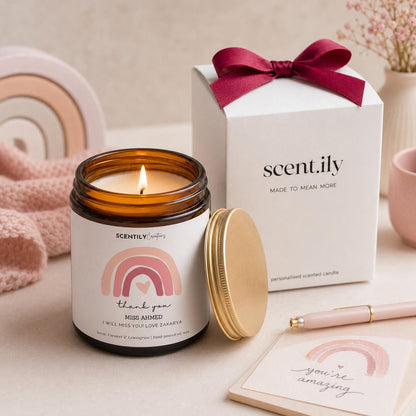 Thank You Teacher Candle – Personalised Soy Wax Gift For Nursery & Classroom Assistants