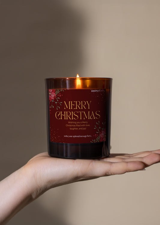 Merry Christmas Red and Gold Scented Candle