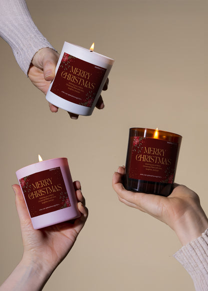 Merry Christmas Red and Gold Scented Candle