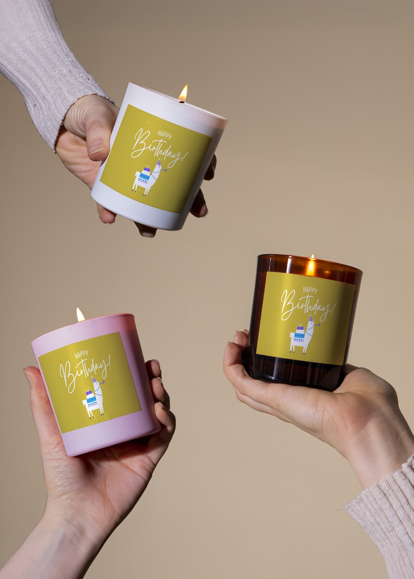 Happy Birthday Llama Candle