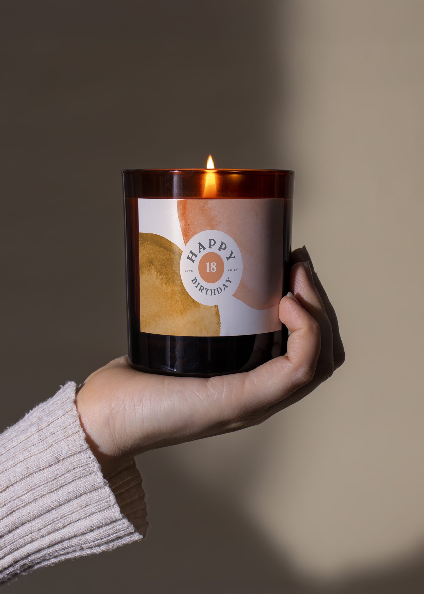 Happy Any Age Birthday Watercolour Candle