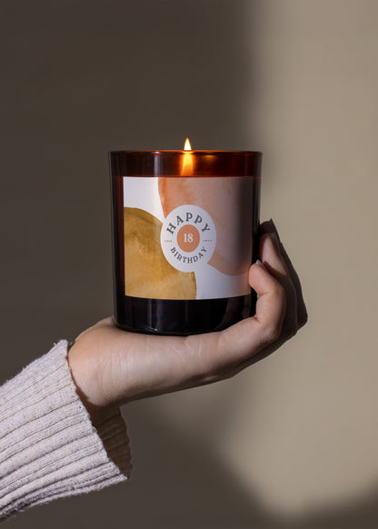 Happy Any Age Birthday Watercolour Candle