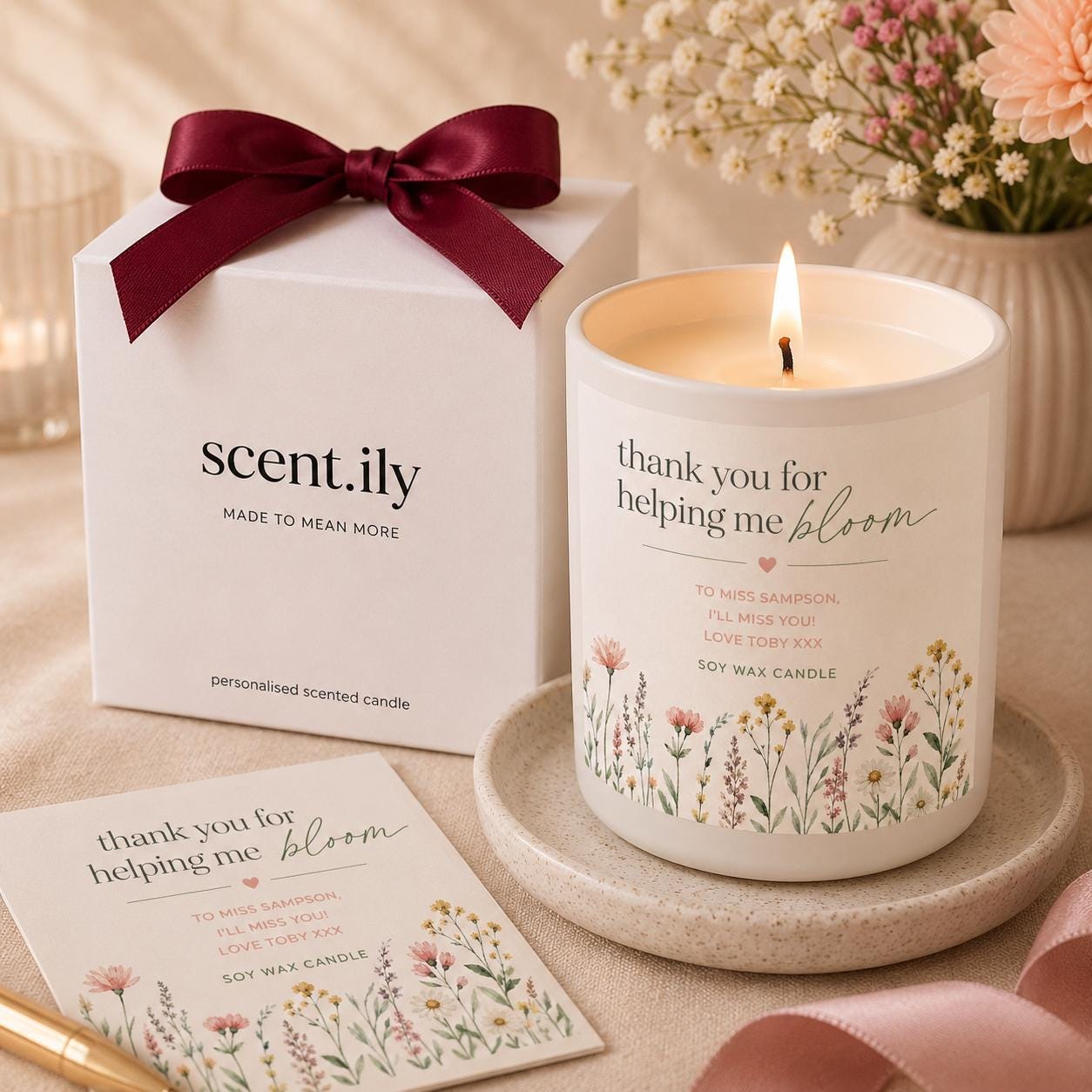 Teacher Thank You Candle - Luxury Soy Wax Candle With Custom Message Gift Box