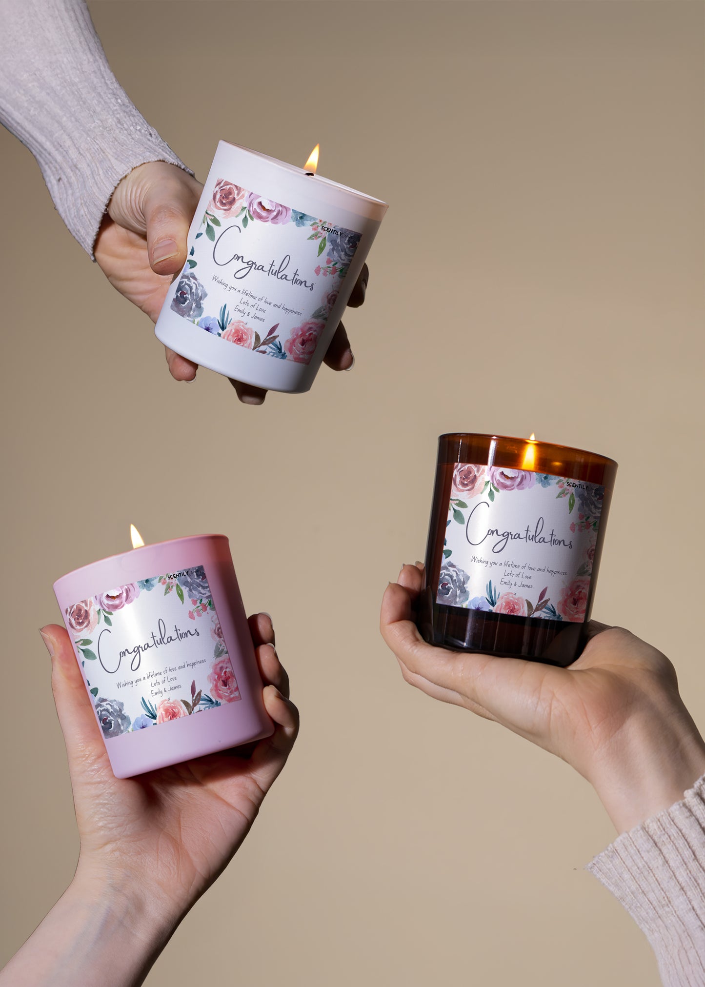 Floral Border Congratulations Scented Candle