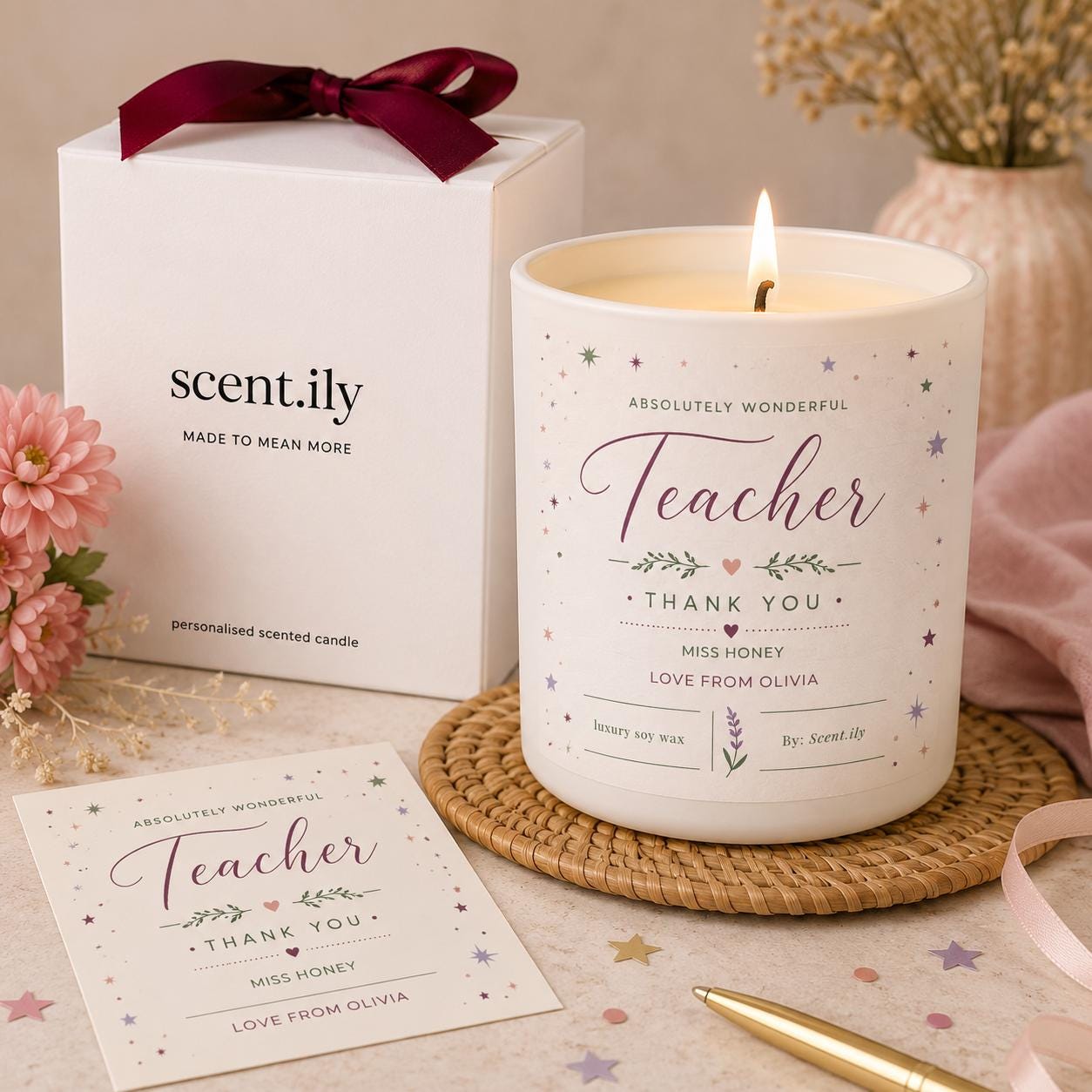 Teacher Appreciation Candle – Personalised Soy Wax Gift | End Of Year Present