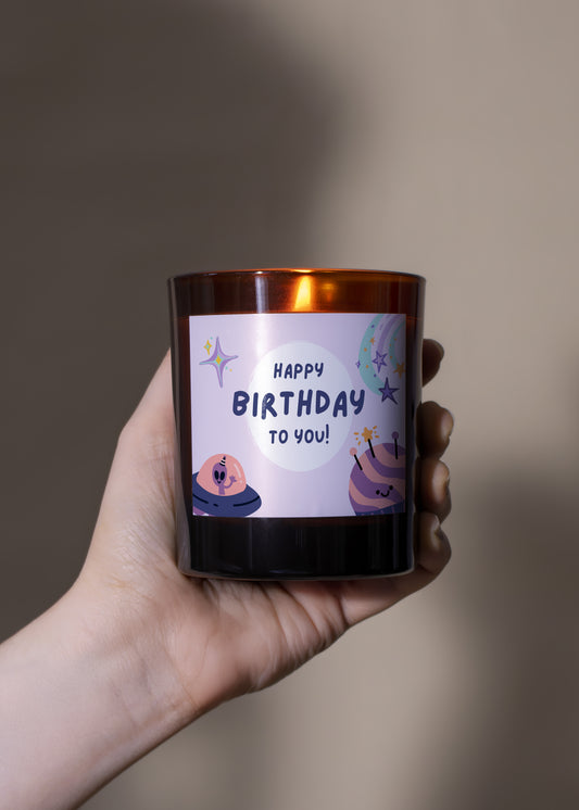 Happy Birthday Space Theme Candle