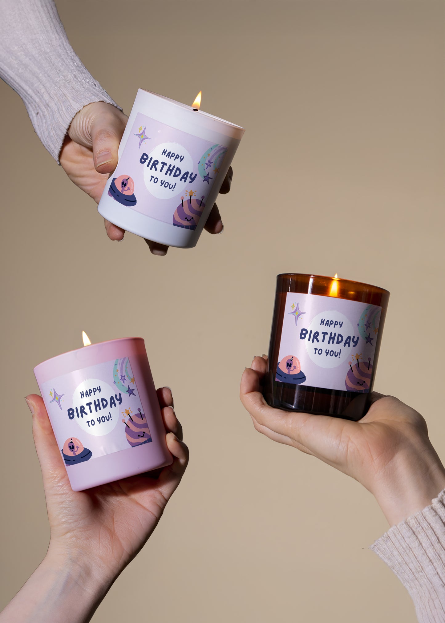 Happy Birthday Space Theme Candle