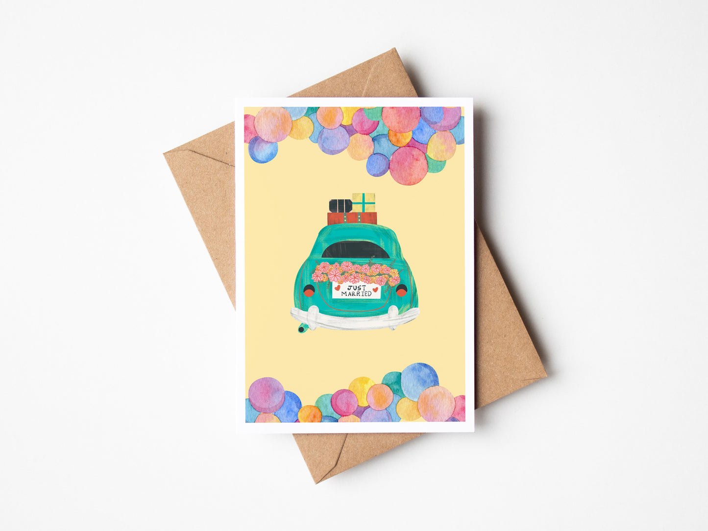 Handwritten Just Married Car Card
