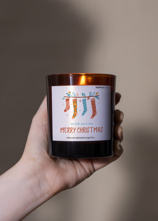 Merry Christmas Stockings Candle