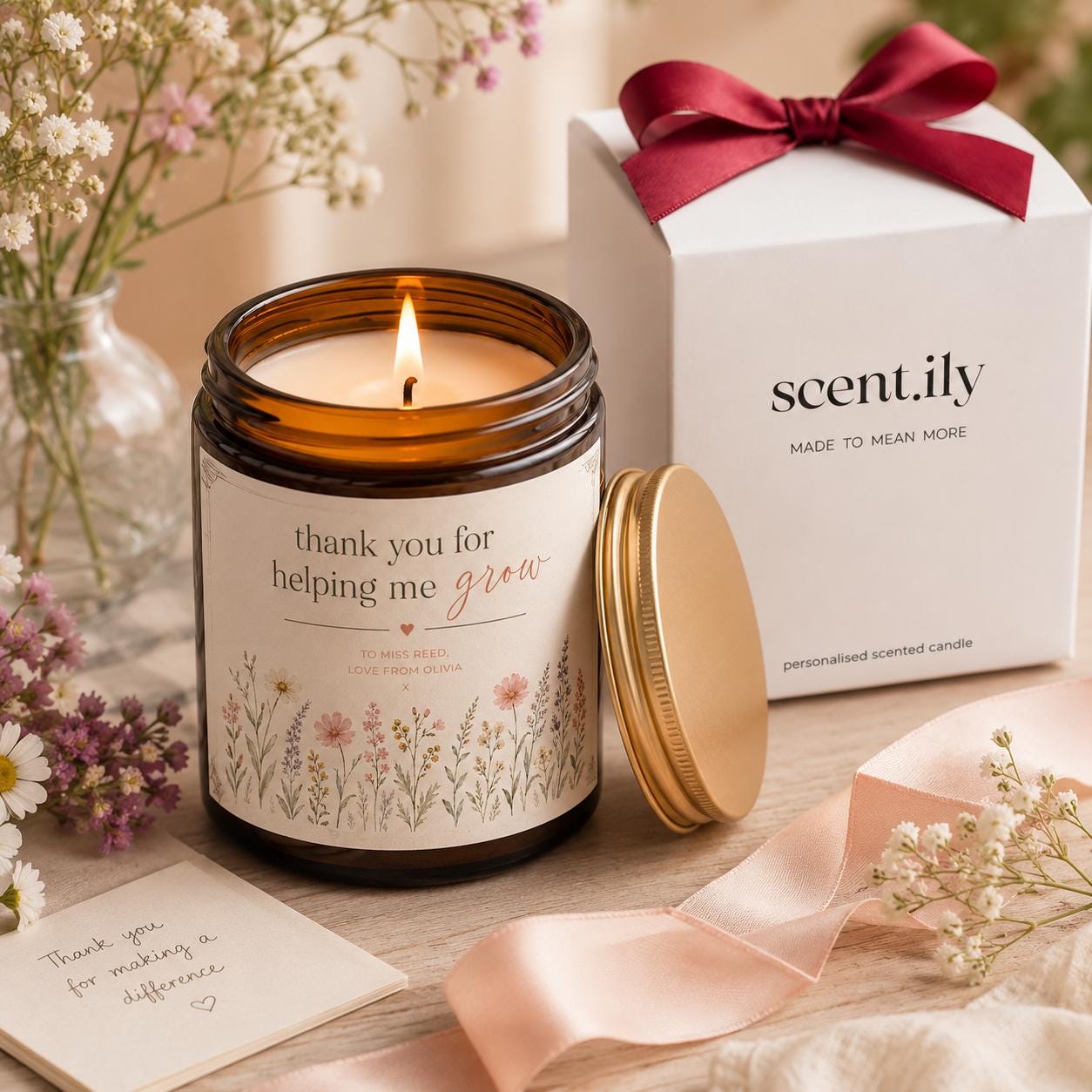 Teacher Appreciation Candle - Personalised Soy Candle With Custom Message & Luxury Gift Box