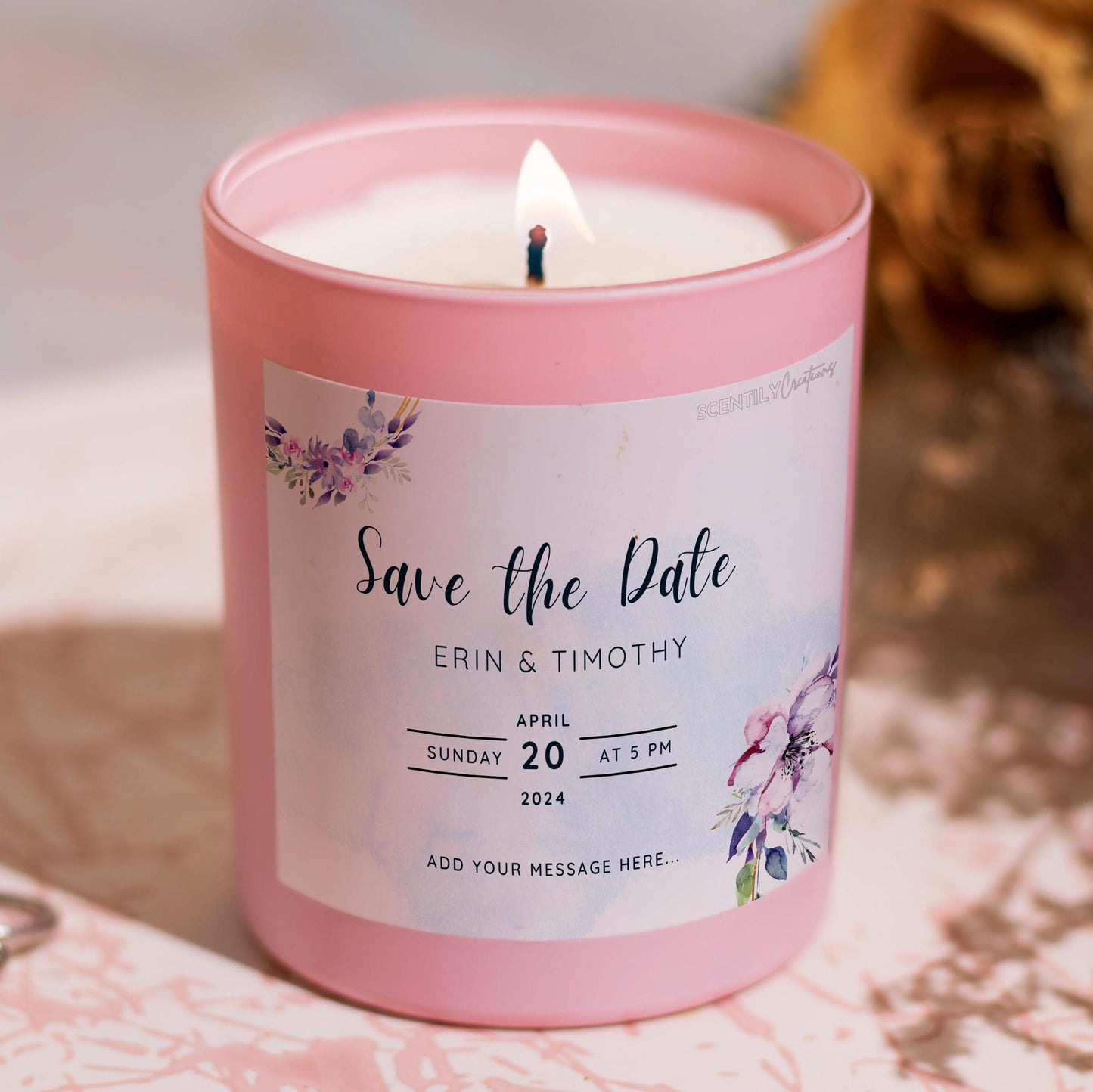 Lilac Save the Date Scented Candle