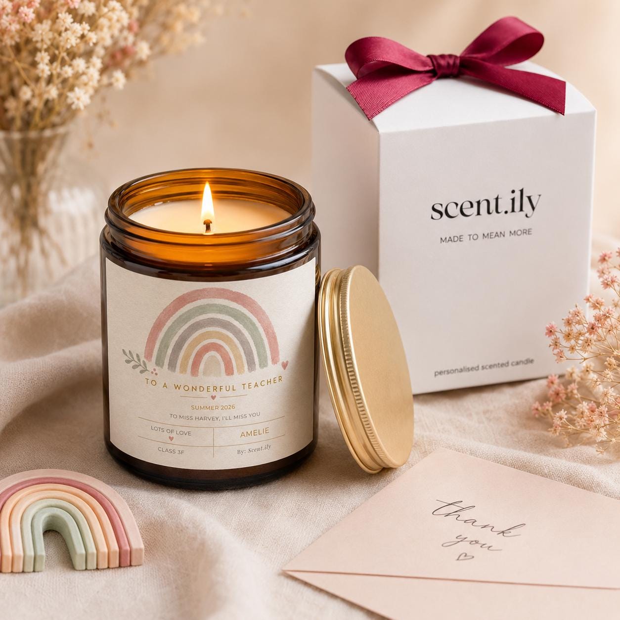 Teacher Appreciation Candle – Personalised Soy Wax Gift With Custom Message