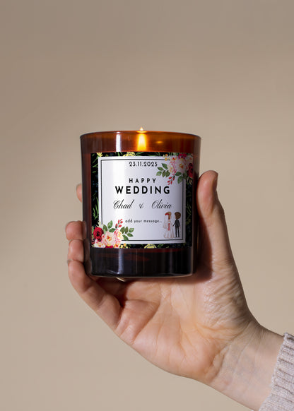 Wedding Day Floral Border Candle