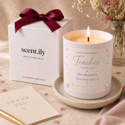 Personalised Teacher Candle | Custom Thank You Gift - Luxury Soy Wax Candle