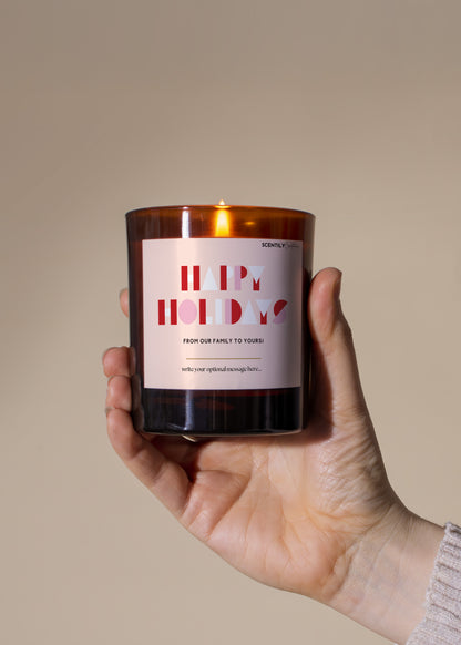 Happy Holidays Simple Shapes Scented Candle