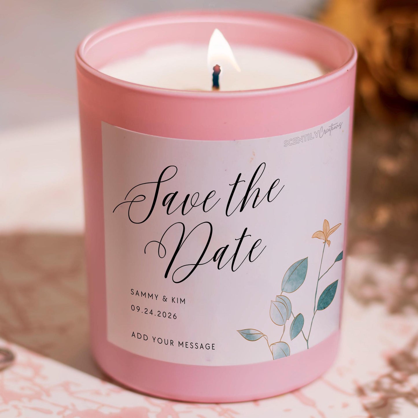 Script Save the Date Scented Candle