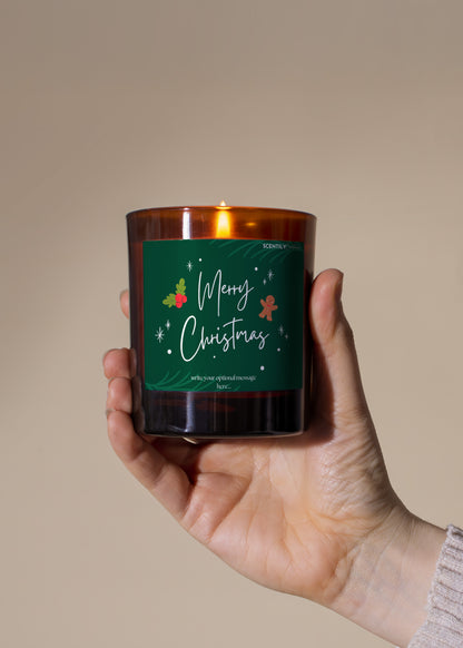 Merry Christmas Green Mistletoe Scented Candle
