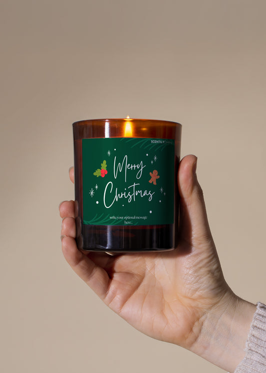 Merry Christmas Green Mistletoe Scented Candle