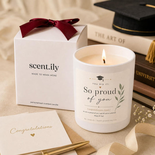 Graduation Gift Candle – Proud Of You Custom Message Soy Wax Keepsake