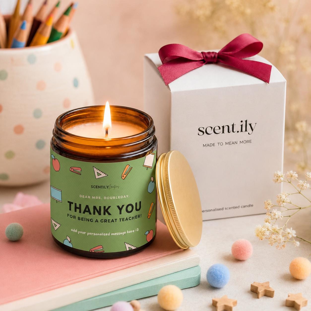 Thank You Teacher Candle – Personalised Soy Candle | Teacher Appreciation Gift