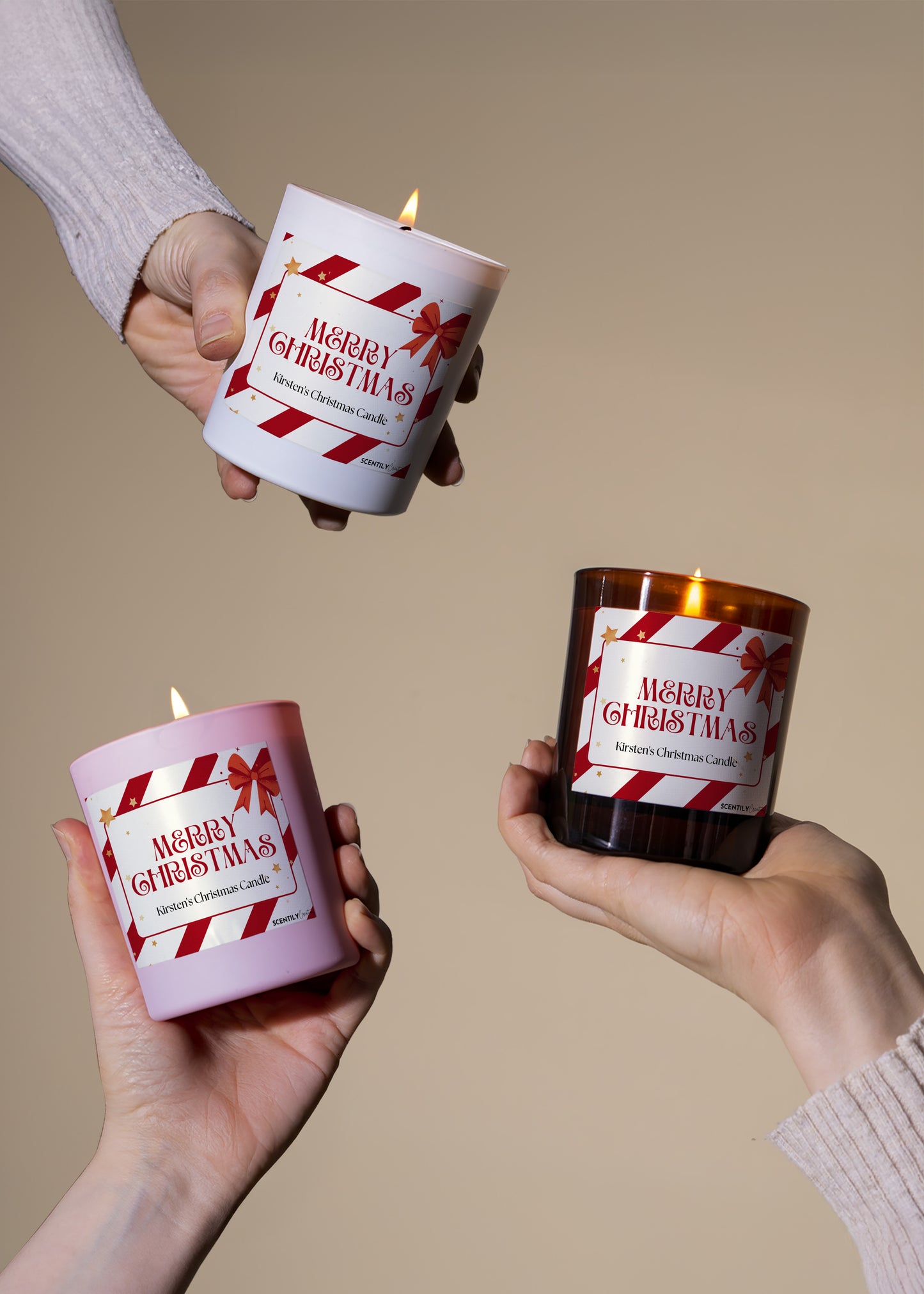 Candy Cane Merry Christmas Scented Candle