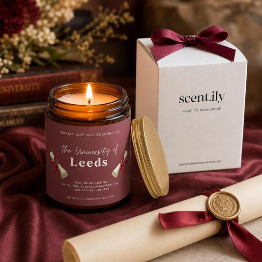 Purple Uni Graduation Amber Candle