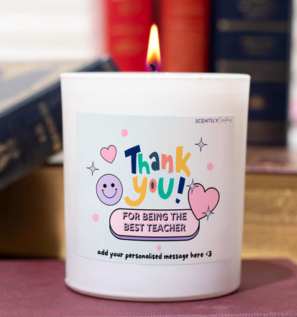 Best Teacher Smiley Thank You Candle