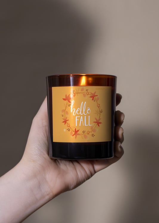 Hello Fall Pattern Scented Candle