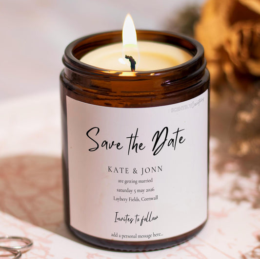Script Save the Date Scented Candle
