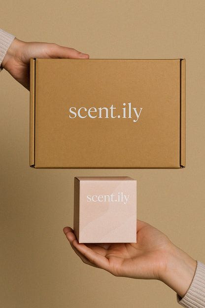 a person holding a box with the word recently written on it