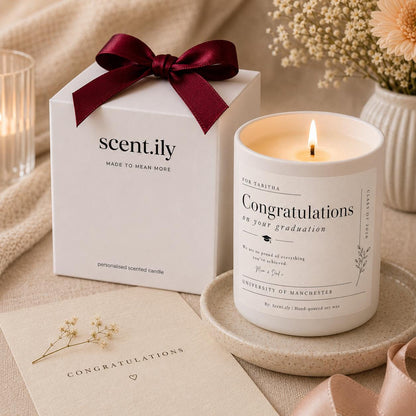 Personalised Graduation Candle – Custom Scented Soy Wax Gift | Achievement Keepsake