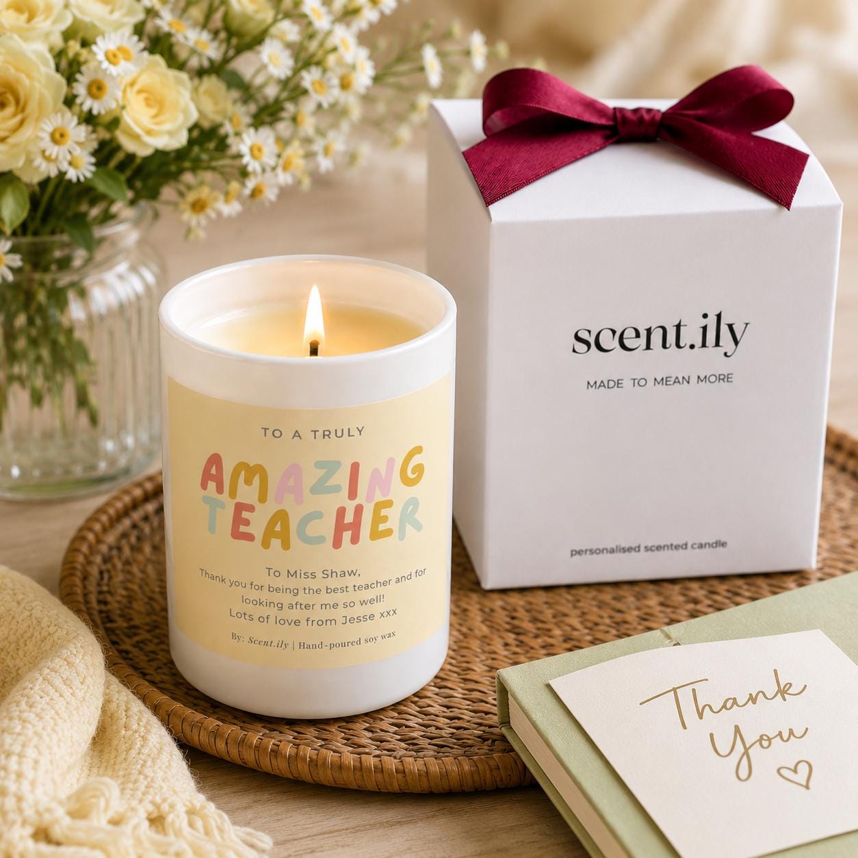 Teacher Thank You Candle – Personalised Soy Candle | Teacher Appreciation Gift