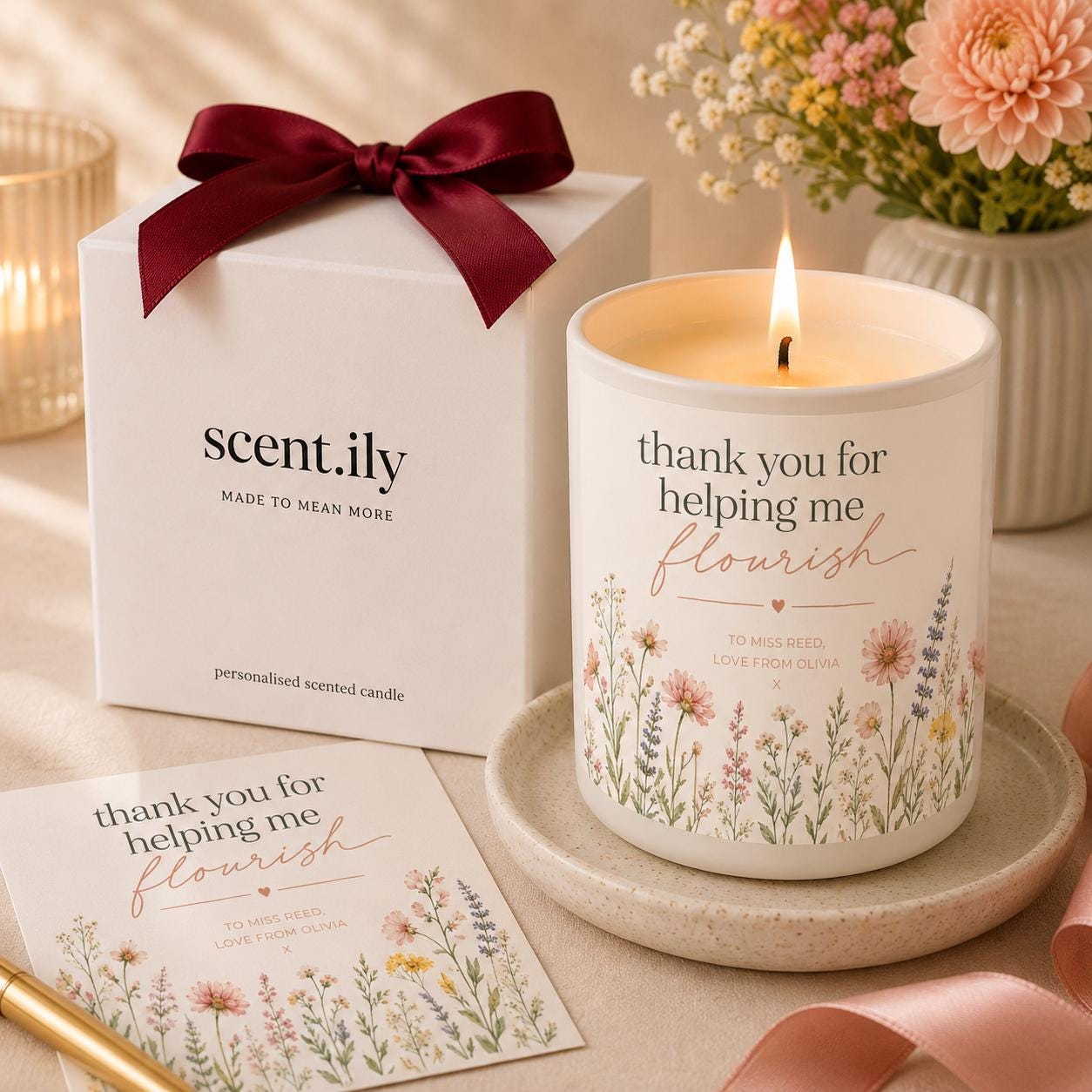 Teacher Thank You Candle – Personalised Soy Wax Gift For Tutor & School Leaver