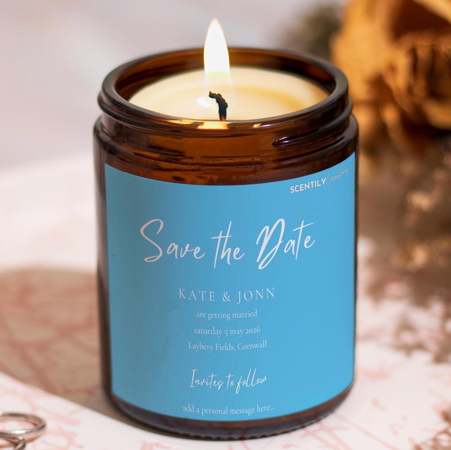 Script Save the Date Scented Candle