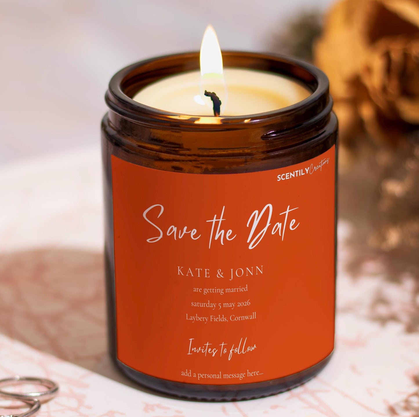Script Save the Date Scented Candle