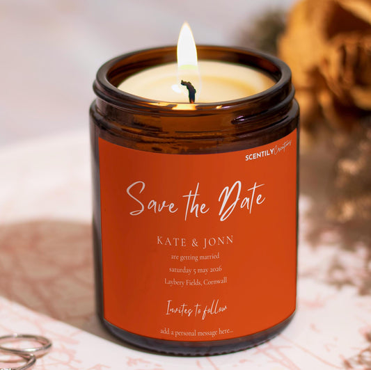 Script Save the Date Scented Candle