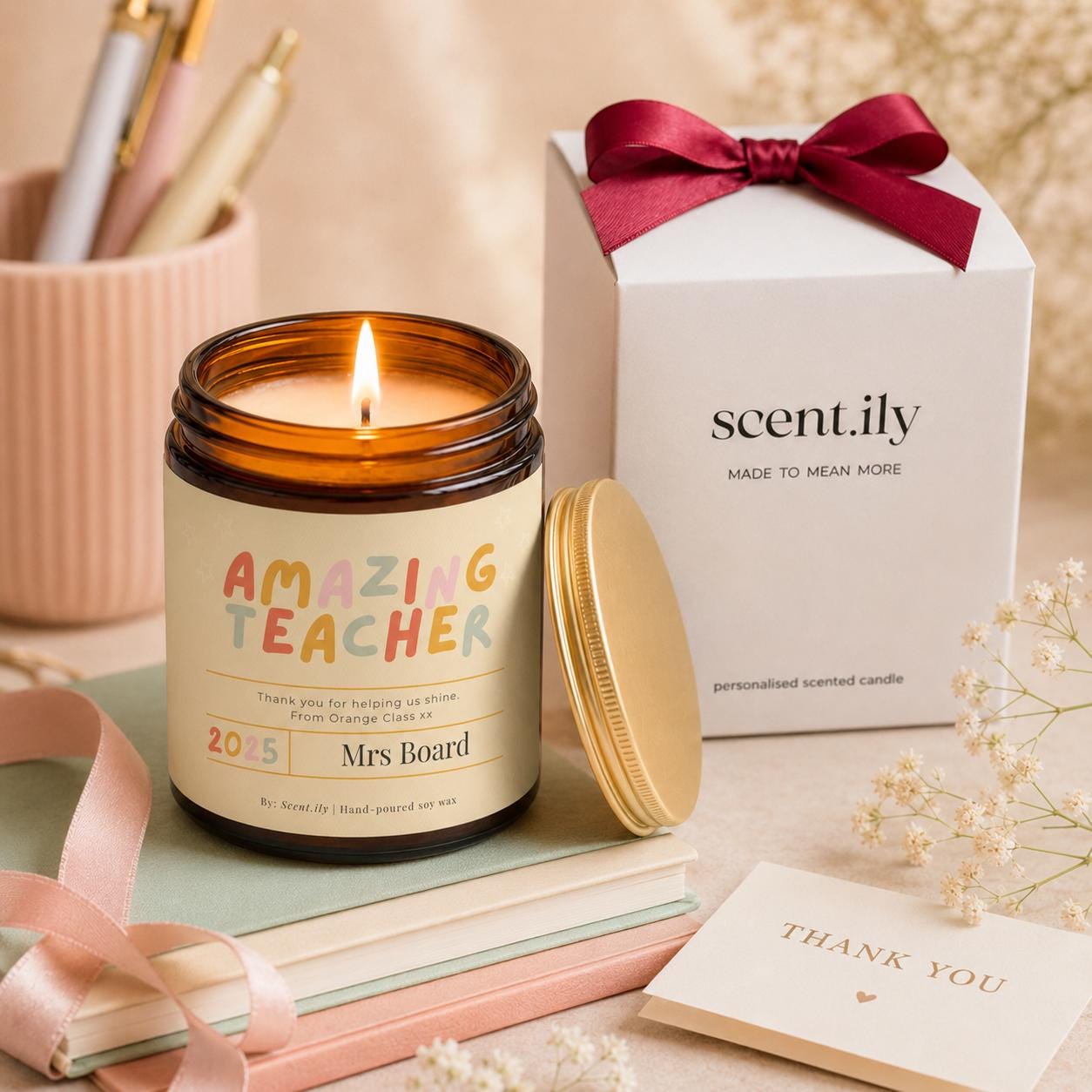 Teacher Personalised Candle – Luxury Soy Wax Gift For Teacher Appreciation & End Of Year