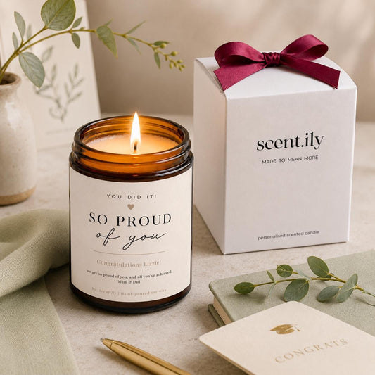 Script Proud Amber Candle