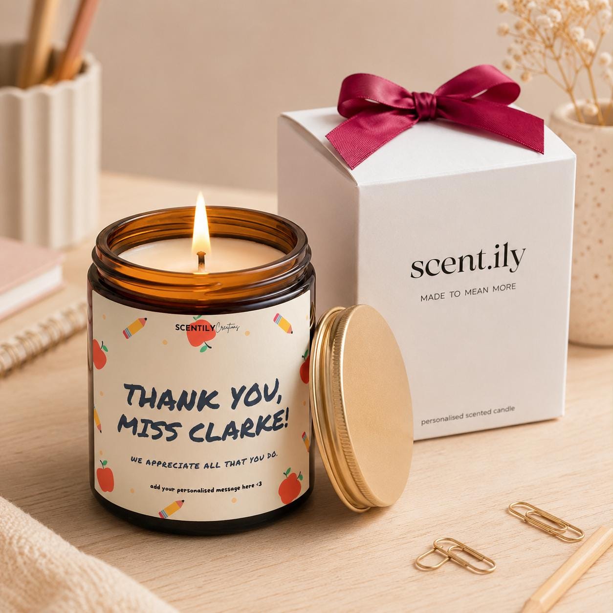 Personalised Teacher Candle – Luxury Soy Wax, Custom Thank You Gift For Teacher Appreciation