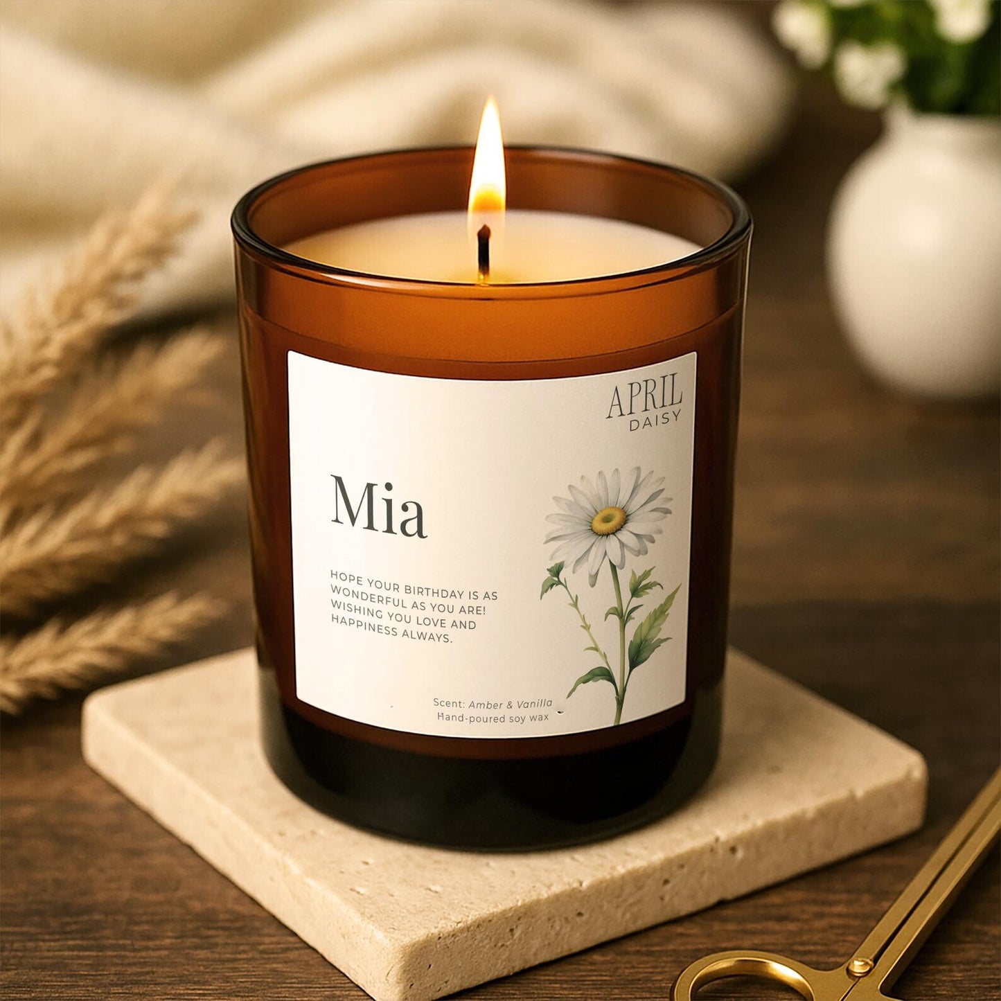 April Birthday Candle – Daisy Birth Flower Gift