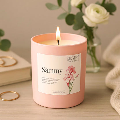 August Birthday Candle – Gladiolus Birth Flower Gift